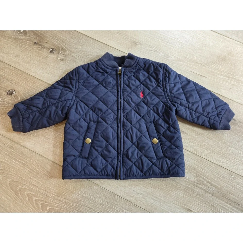 Polo Ralph Lauren Quilted Navy Blue Full Zip Jacket Coat Baby Boys 9m